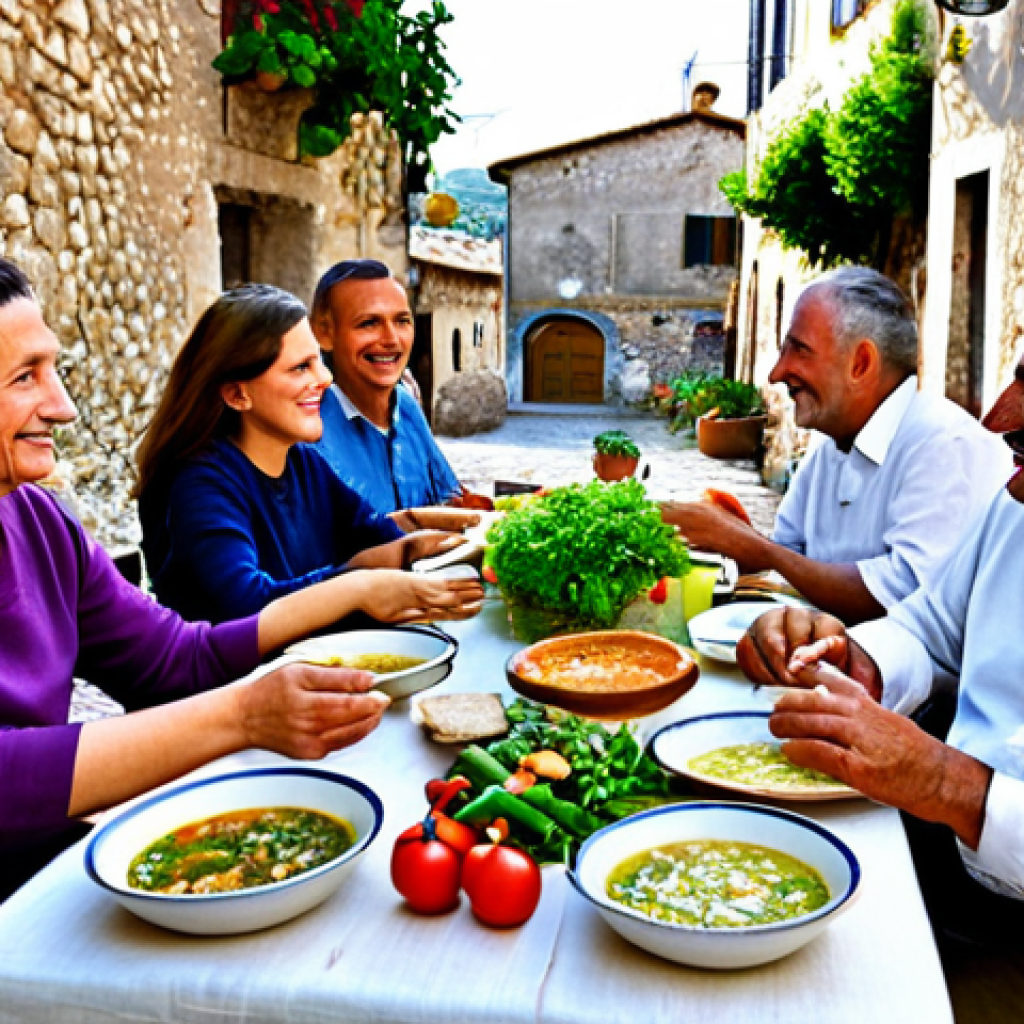 장수 지역의 식품 영양 정보 웹사이트 - Sardinian Feast**
"A family gathered around a rustic wooden table in a sun-drenched Sardinian villa...