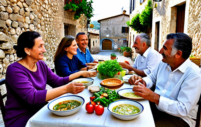 장수 지역의 식품 영양 정보 웹사이트 - Sardinian Feast**
"A family gathered around a rustic wooden table in a sun-drenched Sardinian villa...