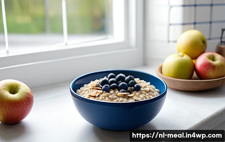 장수 지역의 소화 건강을 위한 식단 - A bright, cozy Dutch kitchen scene featuring a middle-aged person preparing a healthy, fiber-rich br...